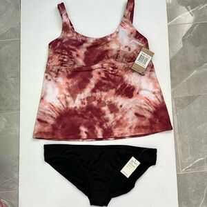 NWT Nike Women's Tie Dye Scoop Neck Tankini & hipster Bikini Bottom Black Set XL